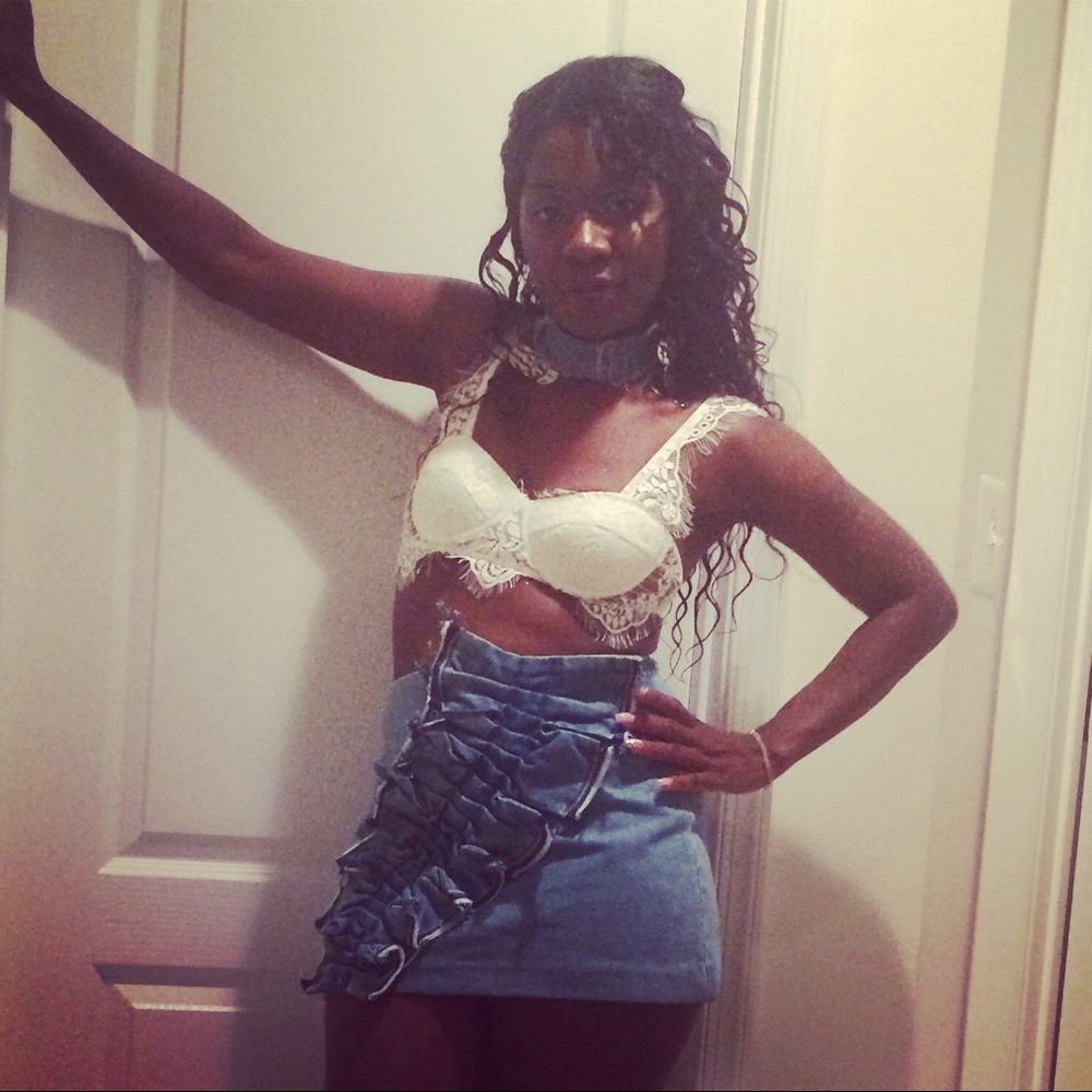 Zara skirt and Naked wardrobe bra top!